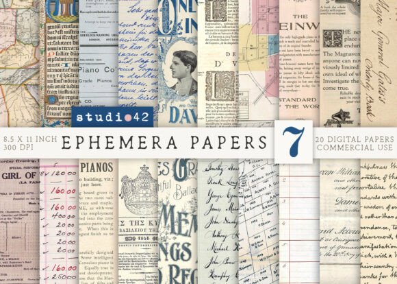 Download Antique Paper Ephemera Pack V7 - Antique paper Collection
