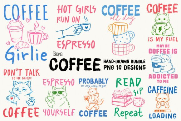 Download Coffee Lover Quotes Hand-Drawn Bundle - Coffee lover Collection