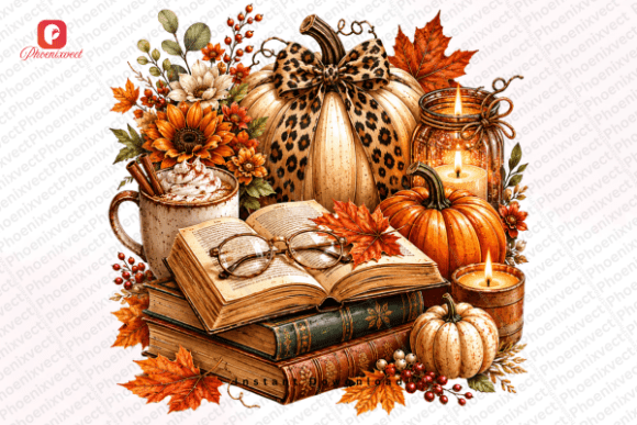 Download Leopard Pumpkin Coffee Lover Book Stack - Premium Resources