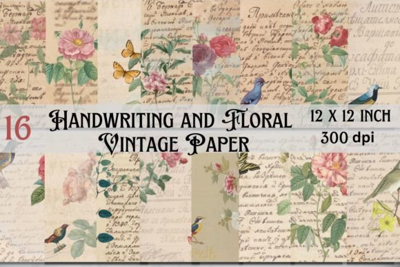 Download Handwriting and Floral Vintage Paper - Floral vintage paper Collection
