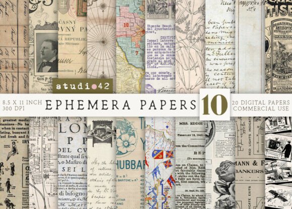 Download Antique Paper Ephemera Pack V10 - Antique paper Collection