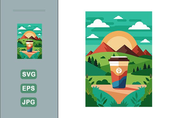 Download Coffee Vector Landscape Background - Coffee vector Collection