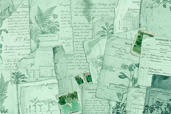Download Mint Green Vintage Ephemera Paper - Premium Bundle