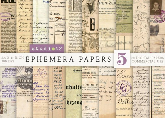 Download Antique Paper Ephemera Pack V5 - Antique paper Collection