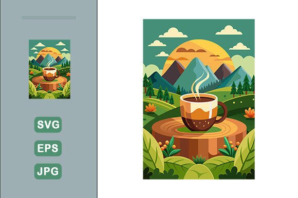 Download Coffee Vector Landscape Background - Coffee vector Collection