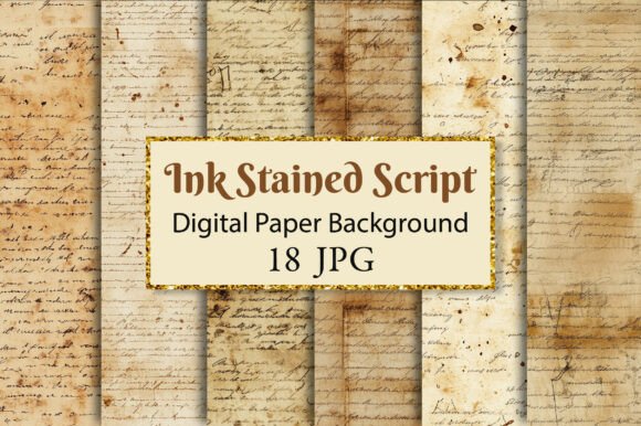 Download Ink Stained Script Junk Journal Paper - Junk journal paper Collection