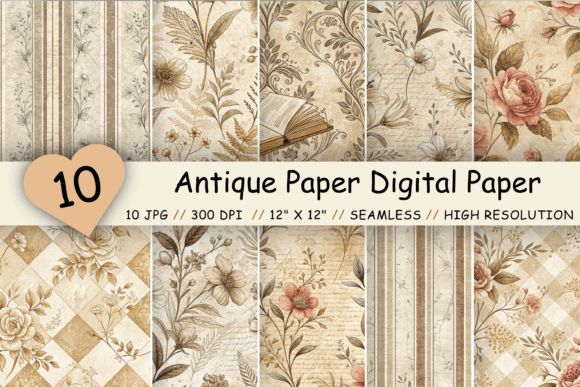 Download Antique Paper Digital Paper Pack - Antique paper Collection