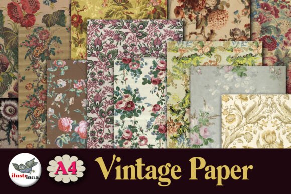 Download Floral Vintage Paper Pack – A4 Pages - Floral vintage paper Collection