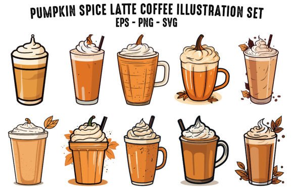 Download Pumpkin Spice Latte Coffee Vector Bundle - Coffee vector Collection