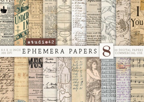 Download Antique Paper Ephemera Pack V8 - Antique paper Collection