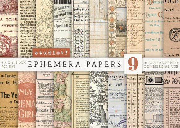 Download Antique Paper Ephemera Pack V9 - Antique paper Collection